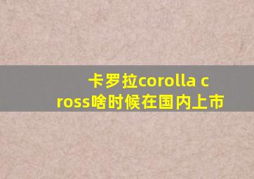 卡罗拉corolla cross啥时候在国内上市